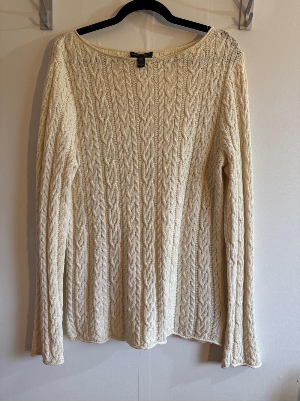 Lauren Ralph Lauren Jeans Co Cable Knit 100% Cotton Sweater Ivory XL